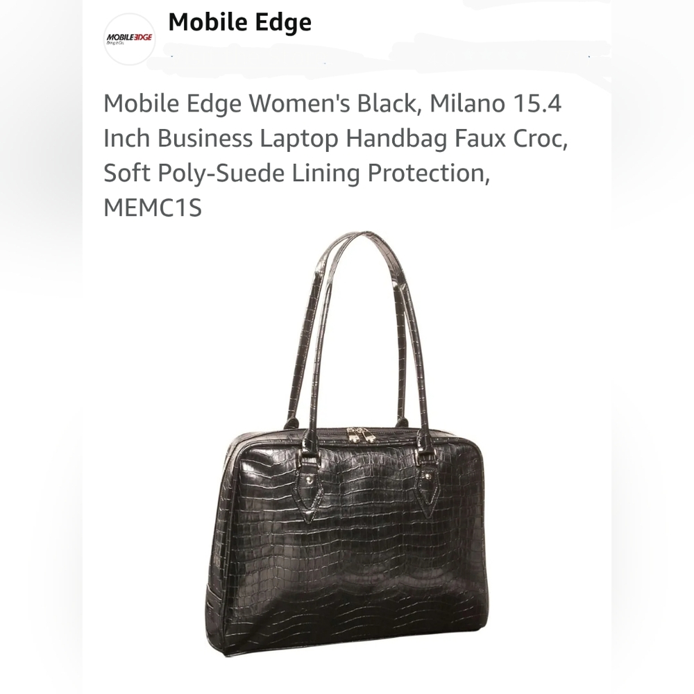 MobileEdge Black Leather Laptop Bag with Crocodile Texture - Picture 7 of 15